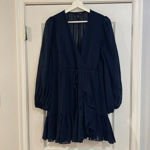 Aqua Long Sleeved Navy Dress